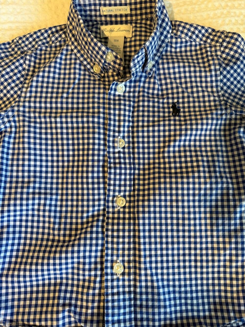 Ralph Lauren Baby Boys Blue Gingham Button Down Shirt 18M